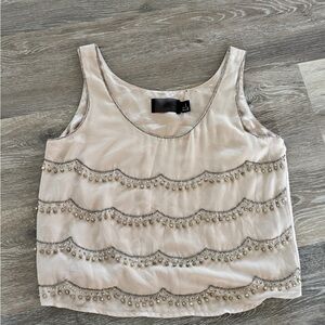H&M Cream Beaded Scallop Tank Top